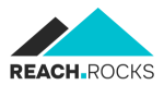 zwei Berge mit dem Text "Reach.Rocks" und dem Titel "Home of Social Media